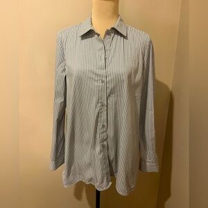 Lafayette 148 NY Classic Oversized Striped Button up Shirt, size Small